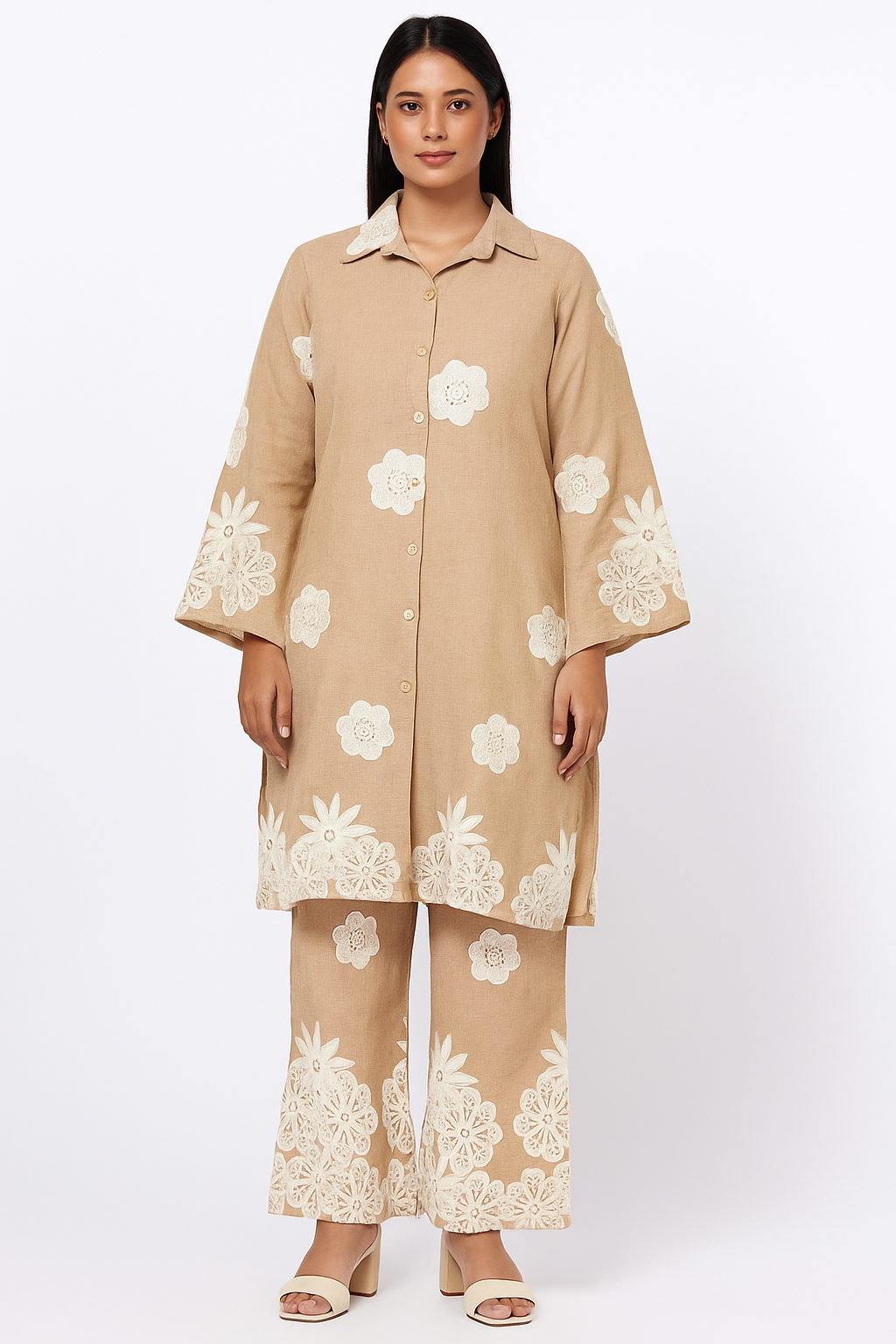 Beige Bloom Co-ord Set