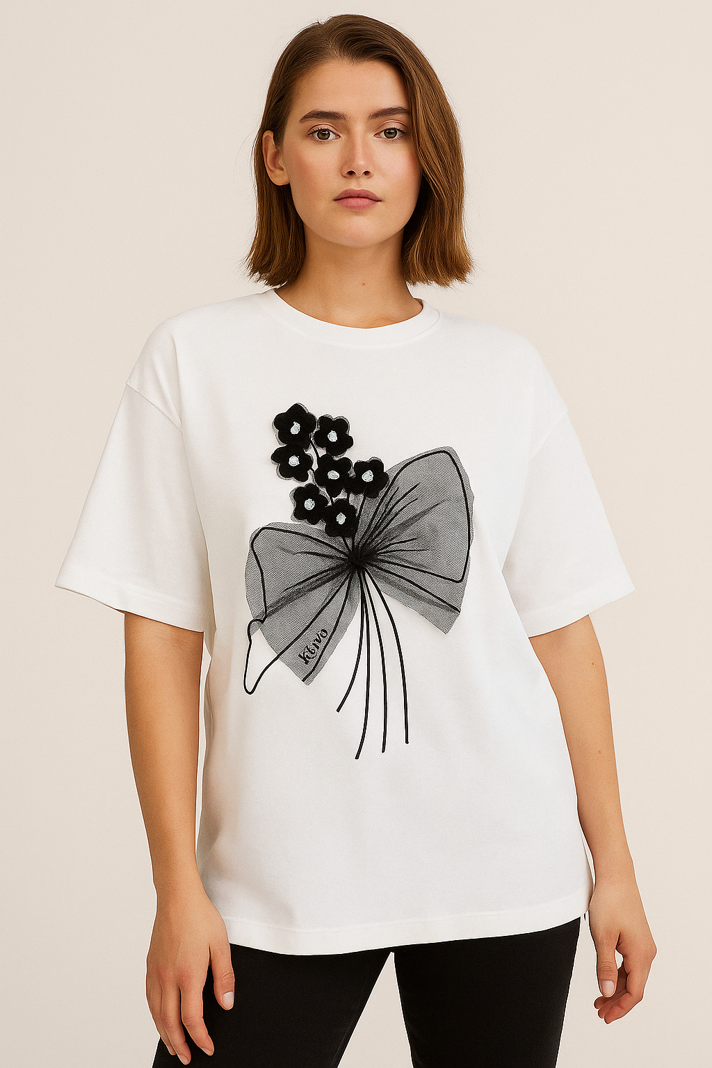 Noir Bloom Bow T-Shirt